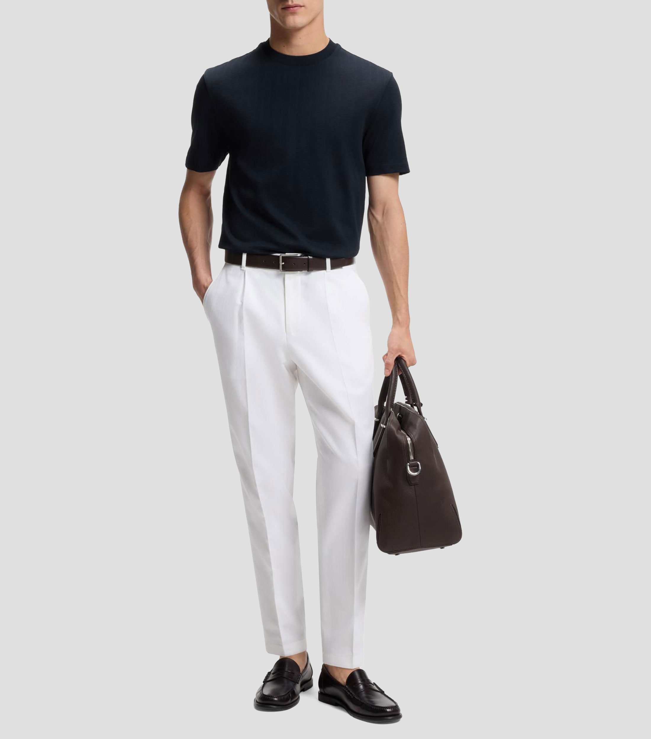 Playera regular de algodón con estructura de jacquard en relieve Hombre